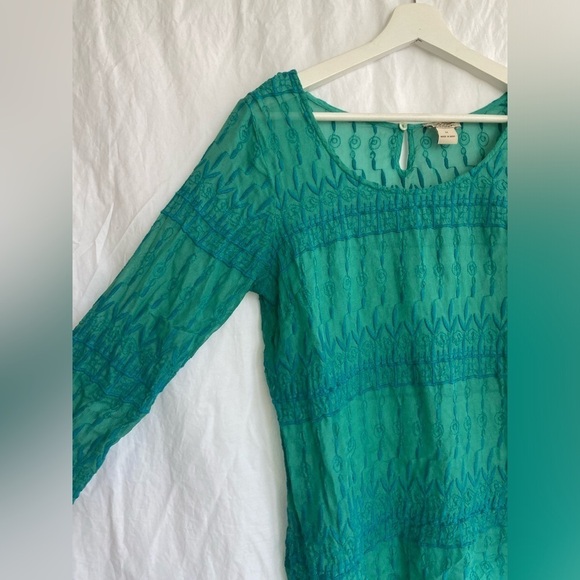 Lucky Brand Boho Semisheer Long sleeve blouse Size Medium - Picture 8 of 11